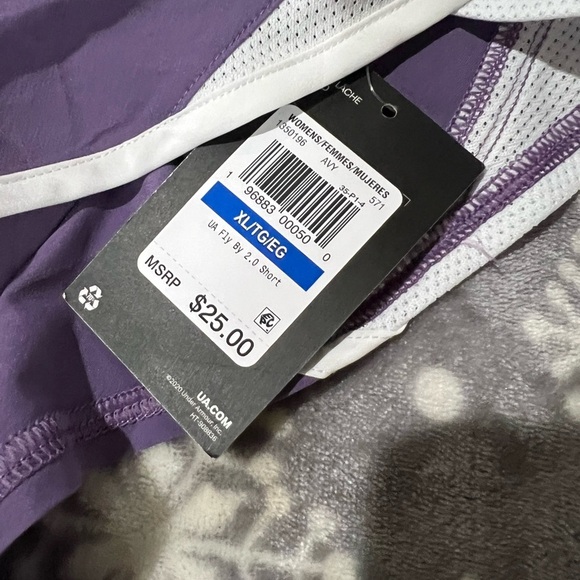 NWT Under Armour Women's Fly by 2.0 Running Shorts Size XL or Large Purple - Picture 4 of 5